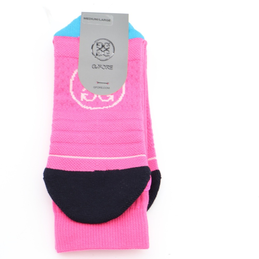 G/FORE Ladies Pink Blue Black Crew Socks Medium Large Golf Performance